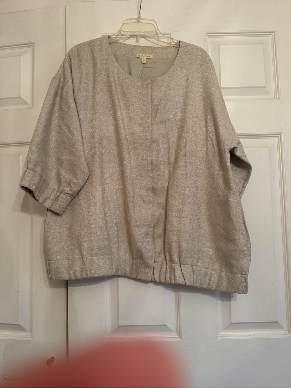 Eileen Fisher Metallic Neutral Jacket in Champagne-Silver